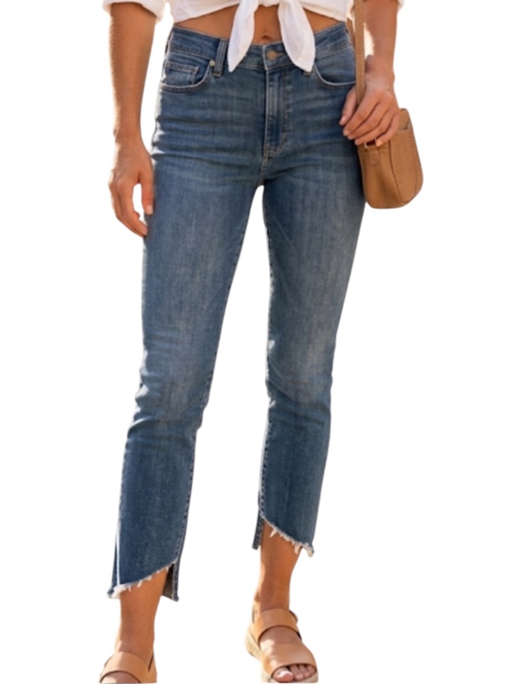 PAIGE Hoxton Ankle High Rise Raw Hem Stretch Skinny Jeans Blue 29